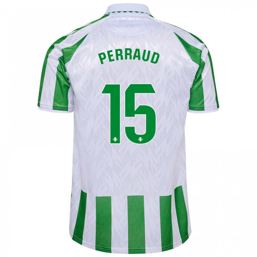 Criança Camisola Romain Perraud #15 Riscas Brancas Verdes Principal 2024/25 Camisa