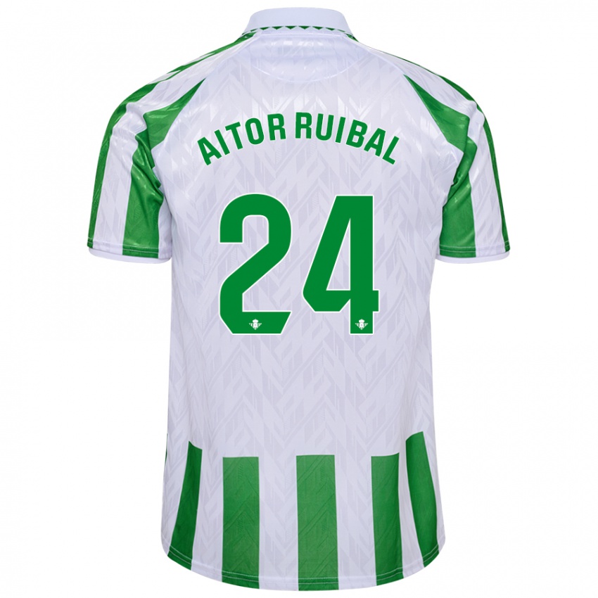 Criança Camisola Aitor Ruibal #24 Riscas Brancas Verdes Principal 2024/25 Camisa