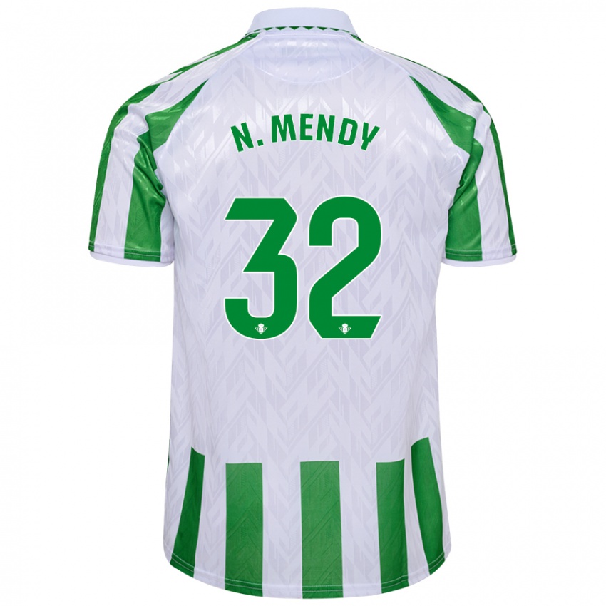 Criança Camisola Nobel Mendy #32 Riscas Brancas Verdes Principal 2024/25 Camisa