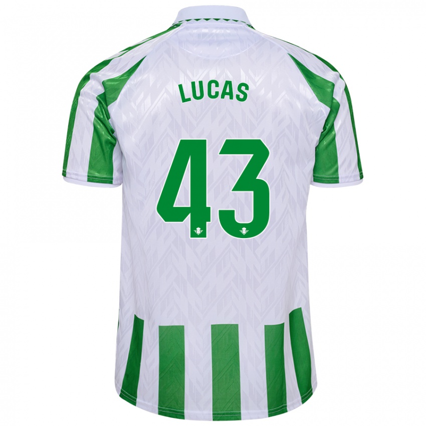 Criança Camisola Lucas Alcázar #43 Riscas Brancas Verdes Principal 2024/25 Camisa