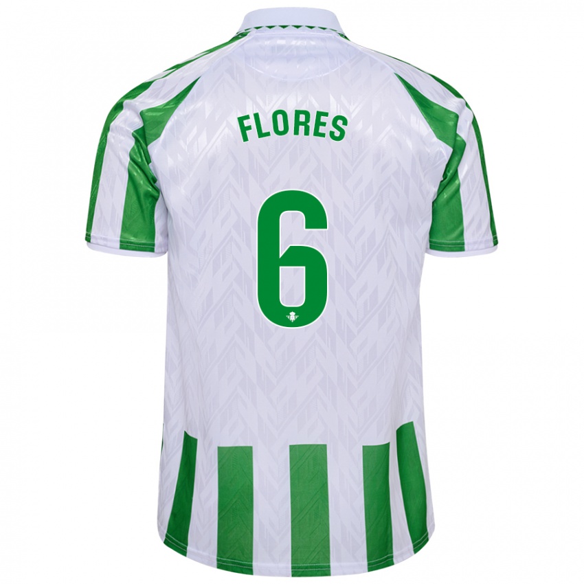 Criança Camisola Mateo Flores #6 Riscas Brancas Verdes Principal 2024/25 Camisa