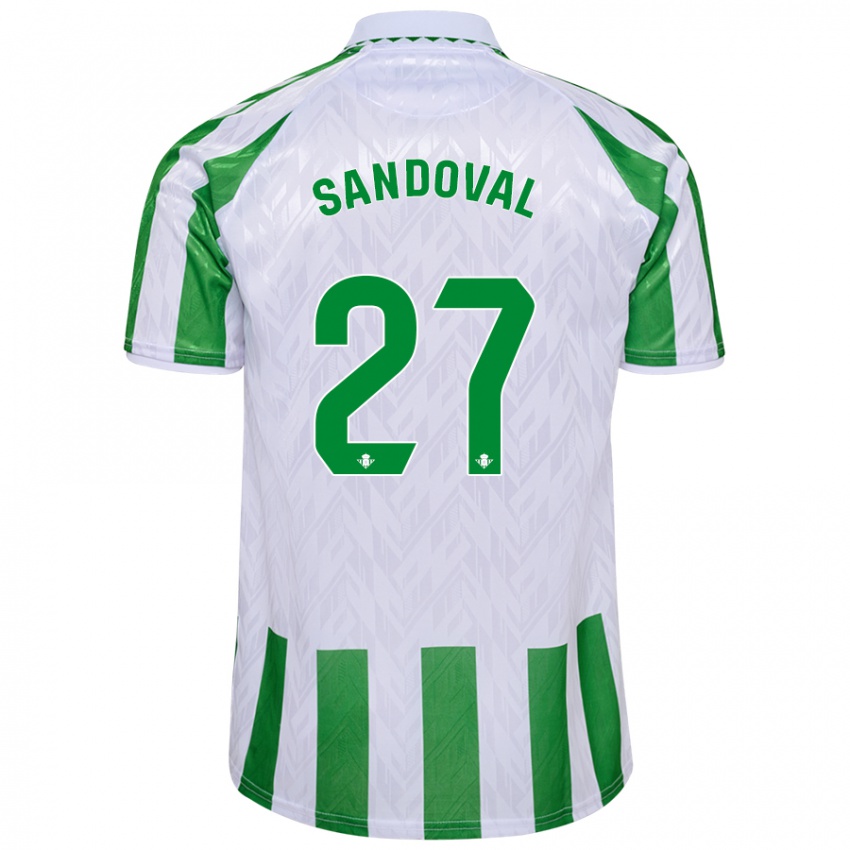 Criança Camisola Keimer Sandoval #27 Riscas Brancas Verdes Principal 2024/25 Camisa