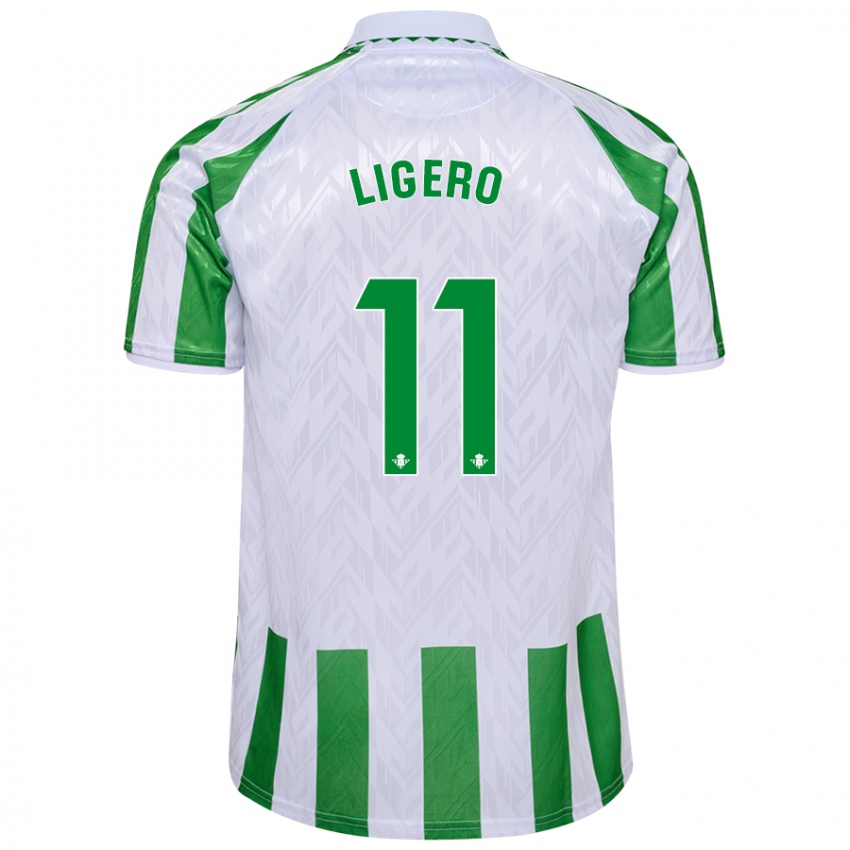 Criança Camisola Nuria Ligero #11 Riscas Brancas Verdes Principal 2024/25 Camisa