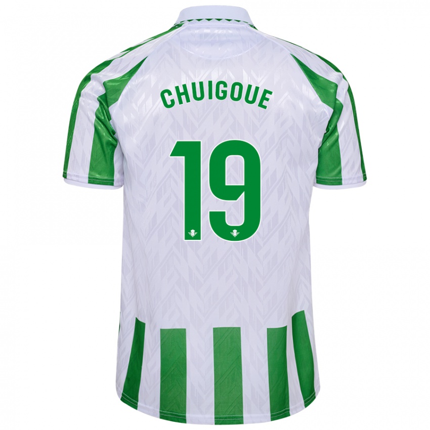 Criança Camisola Dorine Chuigoué #19 Riscas Brancas Verdes Principal 2024/25 Camisa