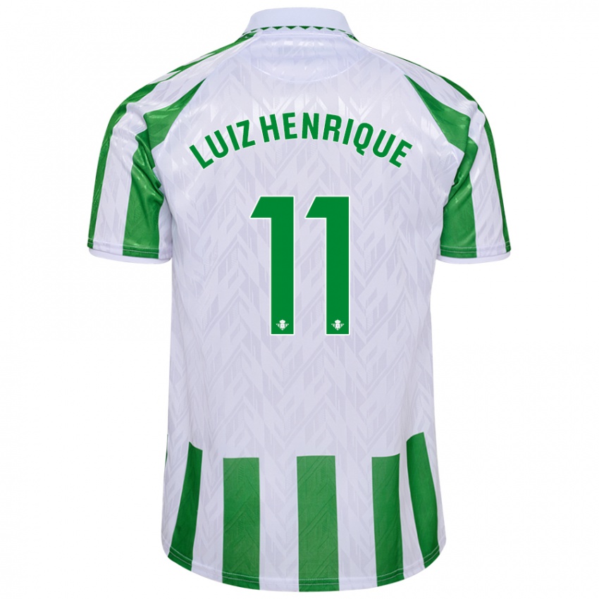 Criança Camisola Luiz Henrique #11 Riscas Brancas Verdes Principal 2024/25 Camisa