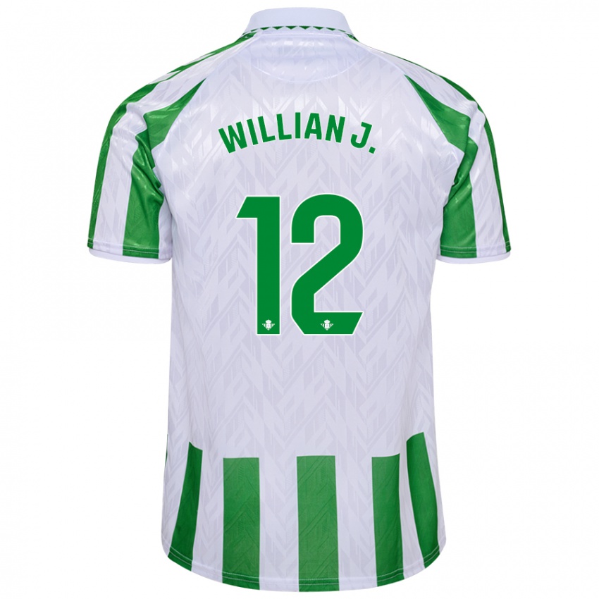 Criança Camisola Willian José #12 Riscas Brancas Verdes Principal 2024/25 Camisa