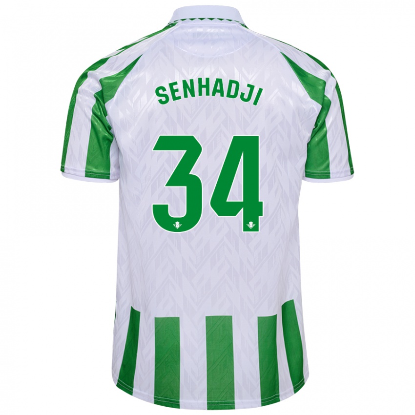 Criança Camisola Yanis Senhadji #34 Riscas Brancas Verdes Principal 2024/25 Camisa