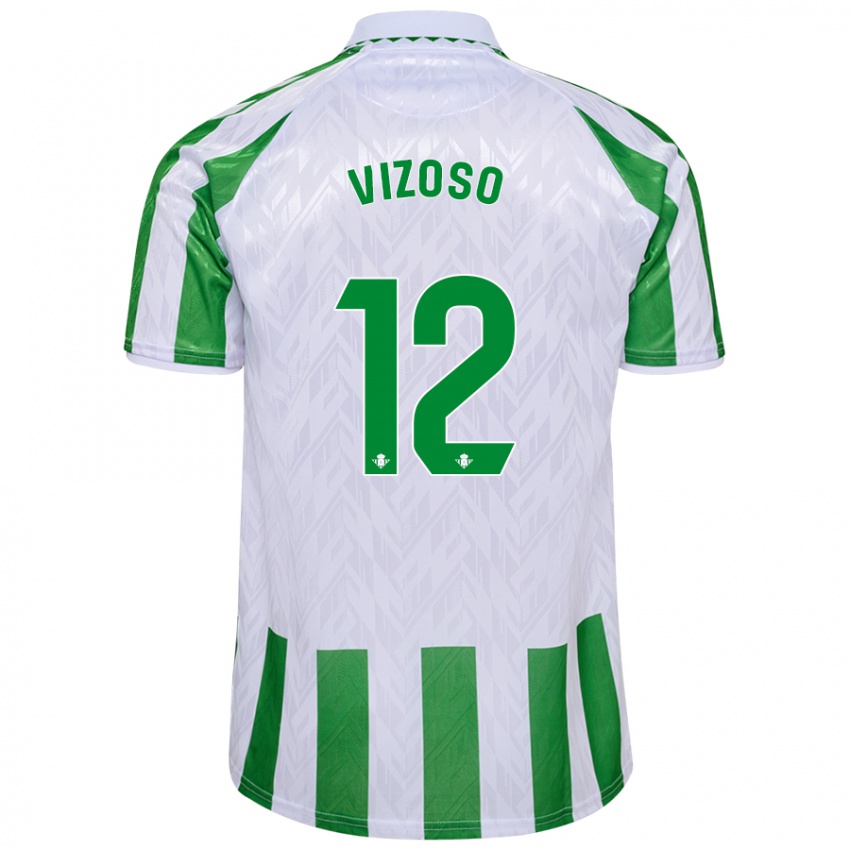 Criança Camisola Paula Vizoso Prieto #12 Riscas Brancas Verdes Principal 2024/25 Camisa