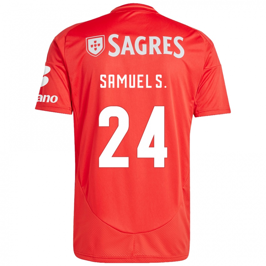 Criança Camisola Samuel Soares #24 Vermelho Branco Principal 2024/25 Camisa