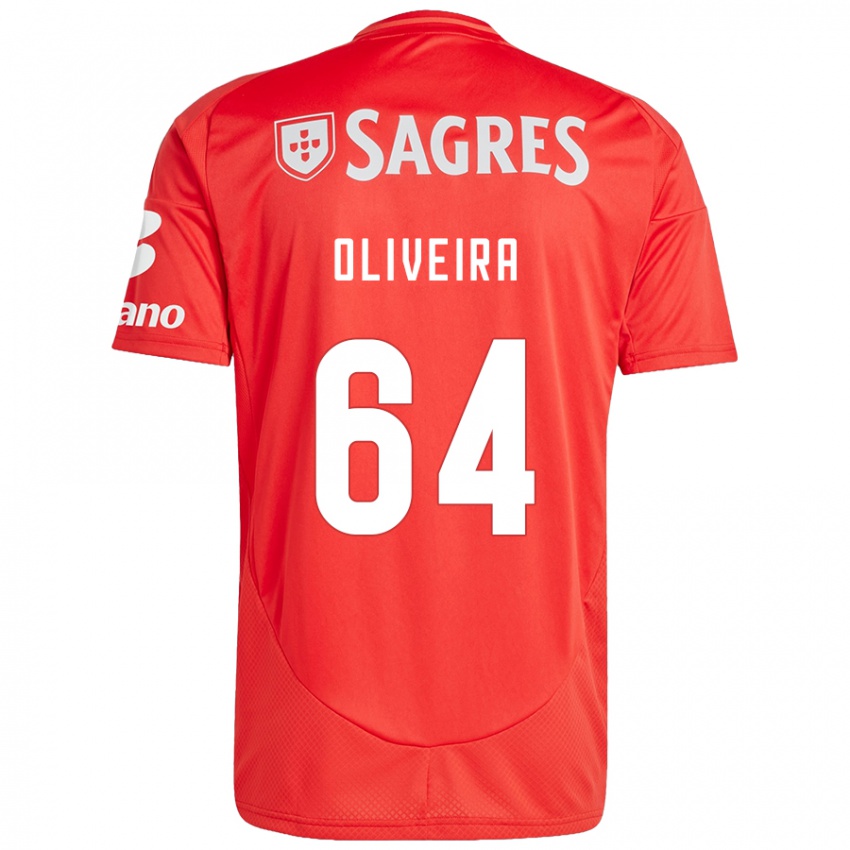 Criança Camisola Gonçalo Oliveira #64 Vermelho Branco Principal 2024/25 Camisa