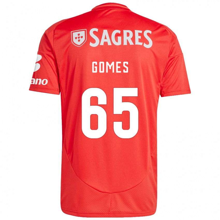 Criança Camisola André Gomes #65 Vermelho Branco Principal 2024/25 Camisa