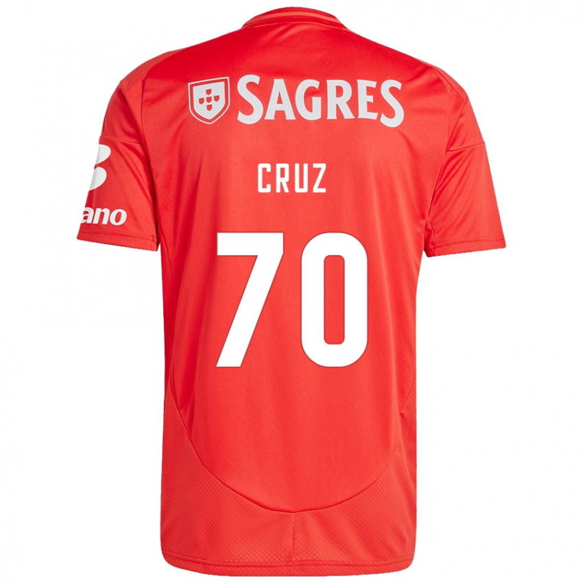 Criança Camisola Filipe Cruz #70 Vermelho Branco Principal 2024/25 Camisa