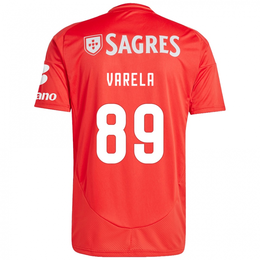 Criança Camisola Gustavo Varela #89 Vermelho Branco Principal 2024/25 Camisa