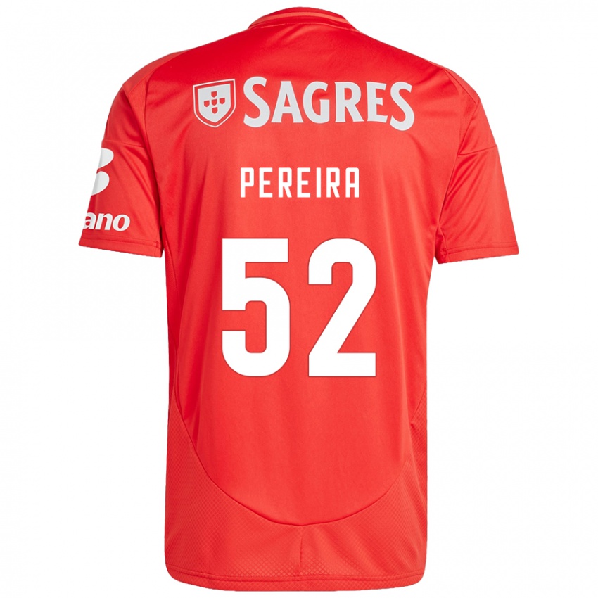 Criança Camisola Henrique Pereira #52 Vermelho Branco Principal 2024/25 Camisa