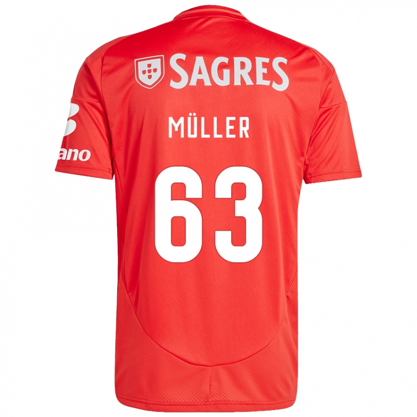 Criança Camisola José Müller #63 Vermelho Branco Principal 2024/25 Camisa