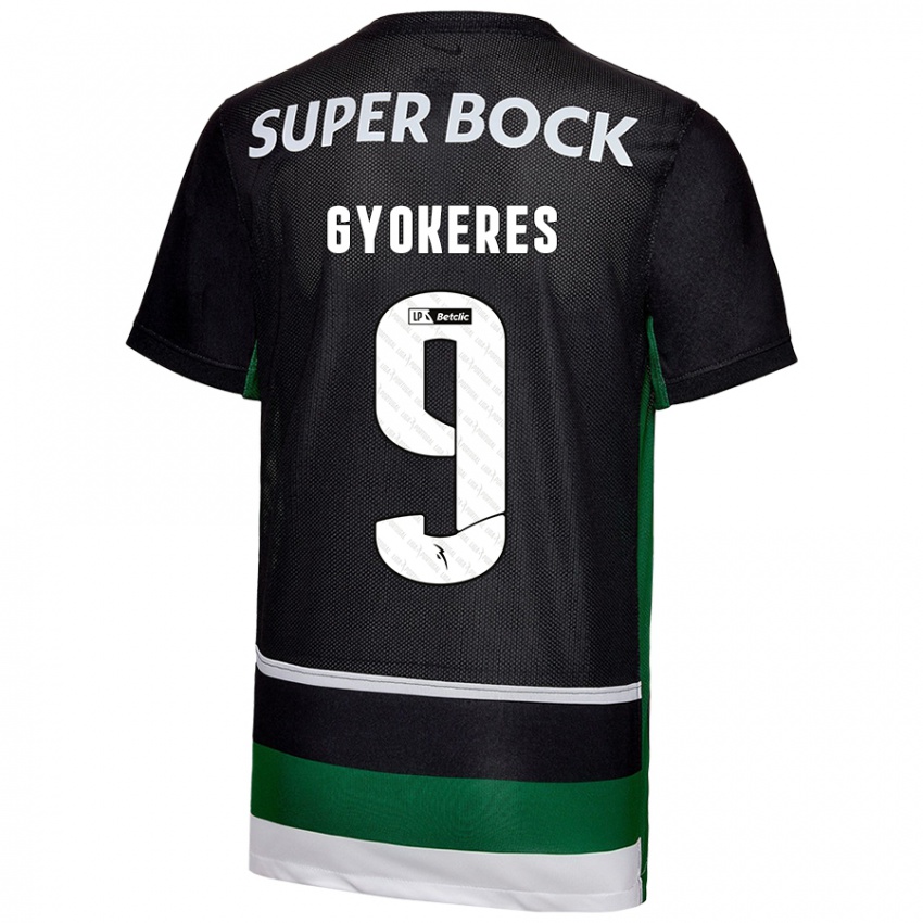 Criança Camisola Viktor Gyökeres #9 Preto Branco Verde Principal 2024/25 Camisa