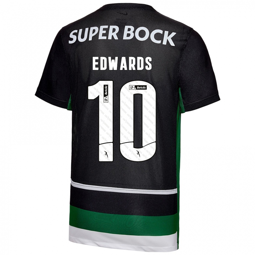 Criança Camisola Marcus Edwards #10 Preto Branco Verde Principal 2024/25 Camisa