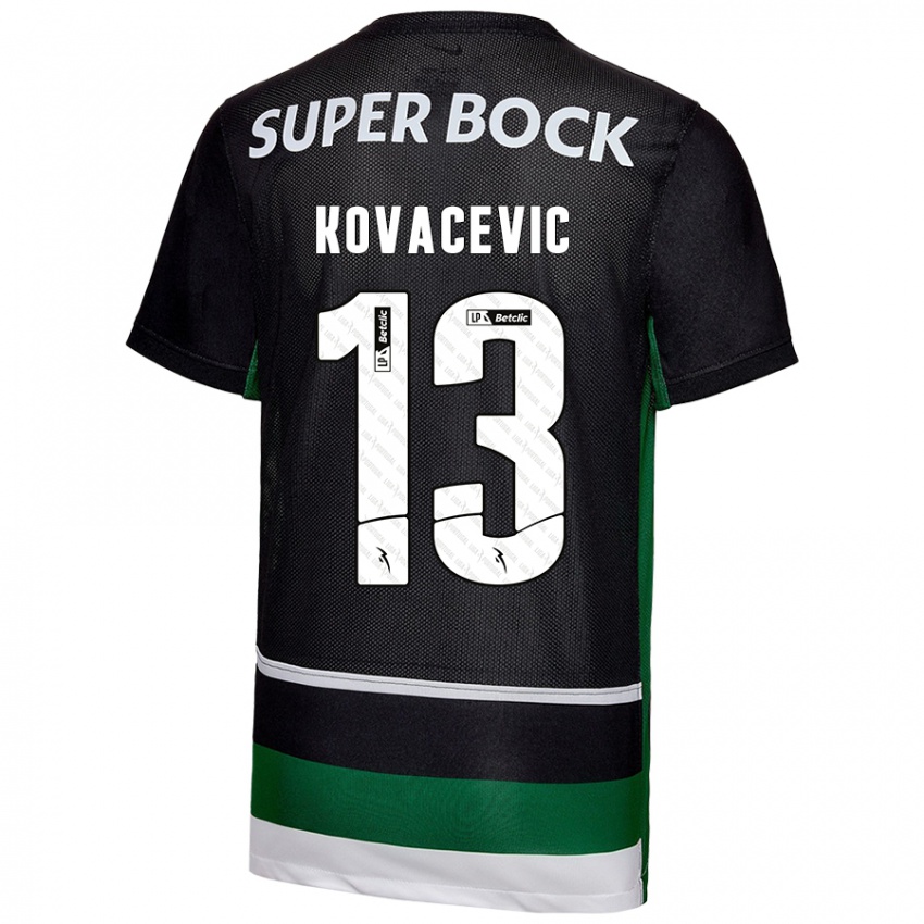 Criança Camisola Vladan Kovacevic #13 Preto Branco Verde Principal 2024/25 Camisa