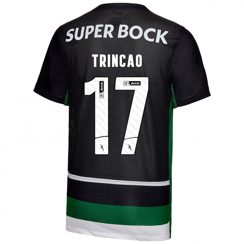 Criança Camisola Trincão #17 Preto Branco Verde Principal 2024/25 Camisa