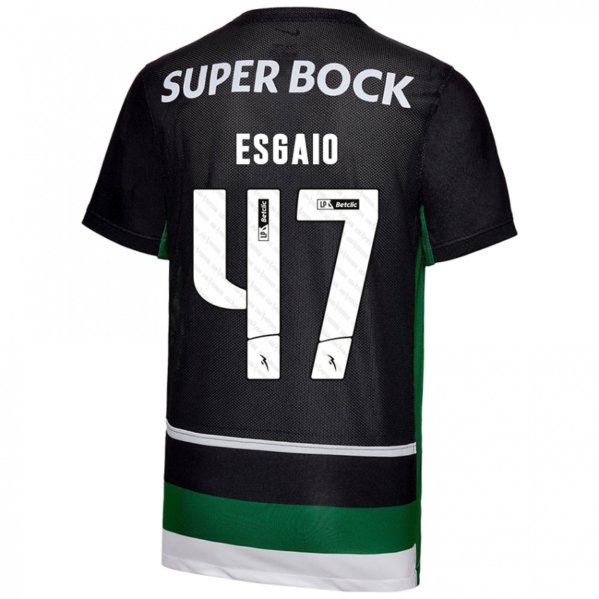 Criança Camisola Ricardo Esgaio #47 Preto Branco Verde Principal 2024/25 Camisa