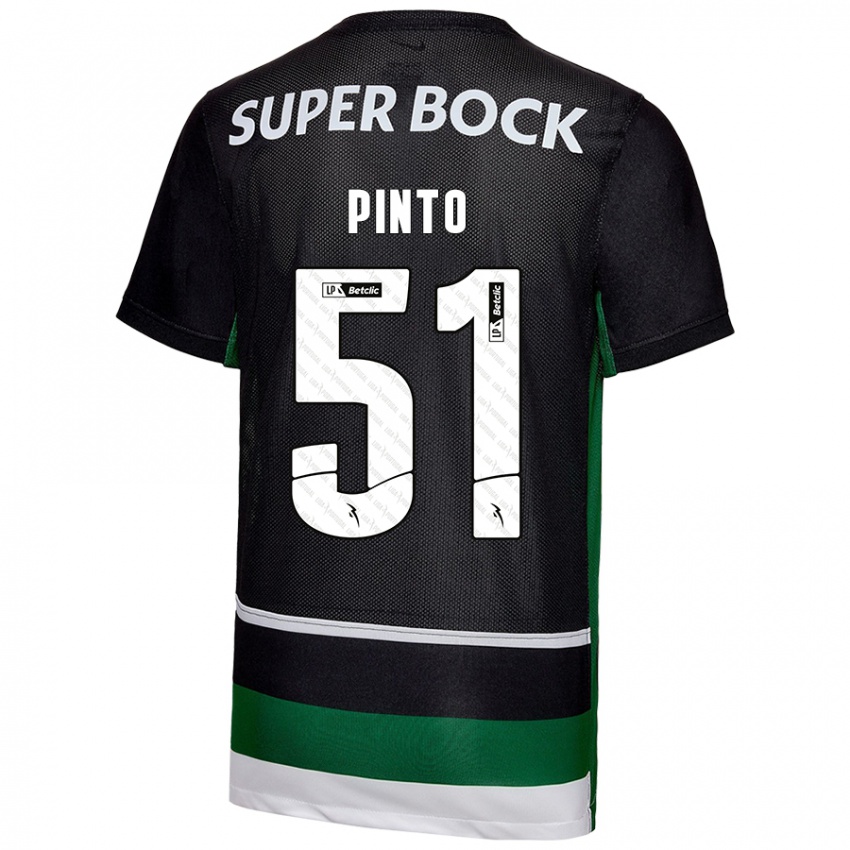 Criança Camisola Diogo Pinto #51 Preto Branco Verde Principal 2024/25 Camisa