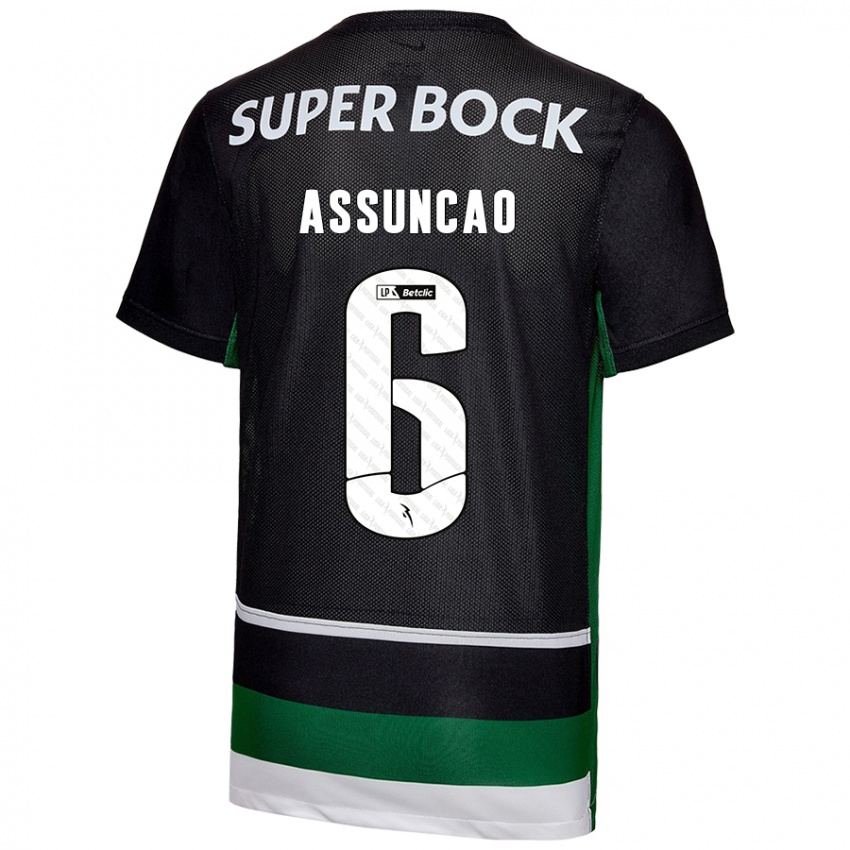 Criança Camisola João Assunção #6 Preto Branco Verde Principal 2024/25 Camisa