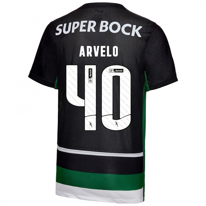 Criança Camisola Adam Arvelo #40 Preto Branco Verde Principal 2024/25 Camisa