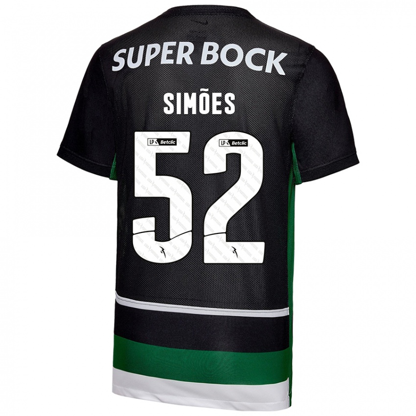 Criança Camisola João Simões #52 Preto Branco Verde Principal 2024/25 Camisa