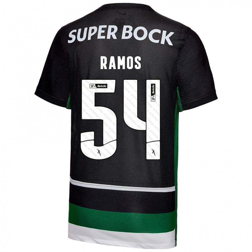 Criança Camisola Bruno Ramos #54 Preto Branco Verde Principal 2024/25 Camisa