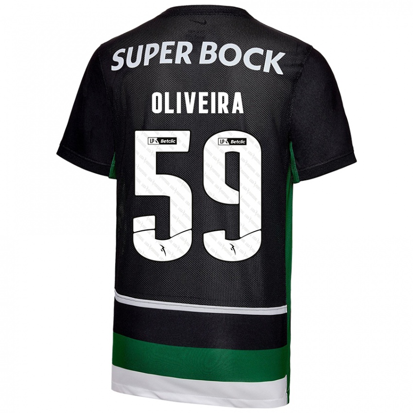 Criança Camisola Kauã Oliveira #59 Preto Branco Verde Principal 2024/25 Camisa