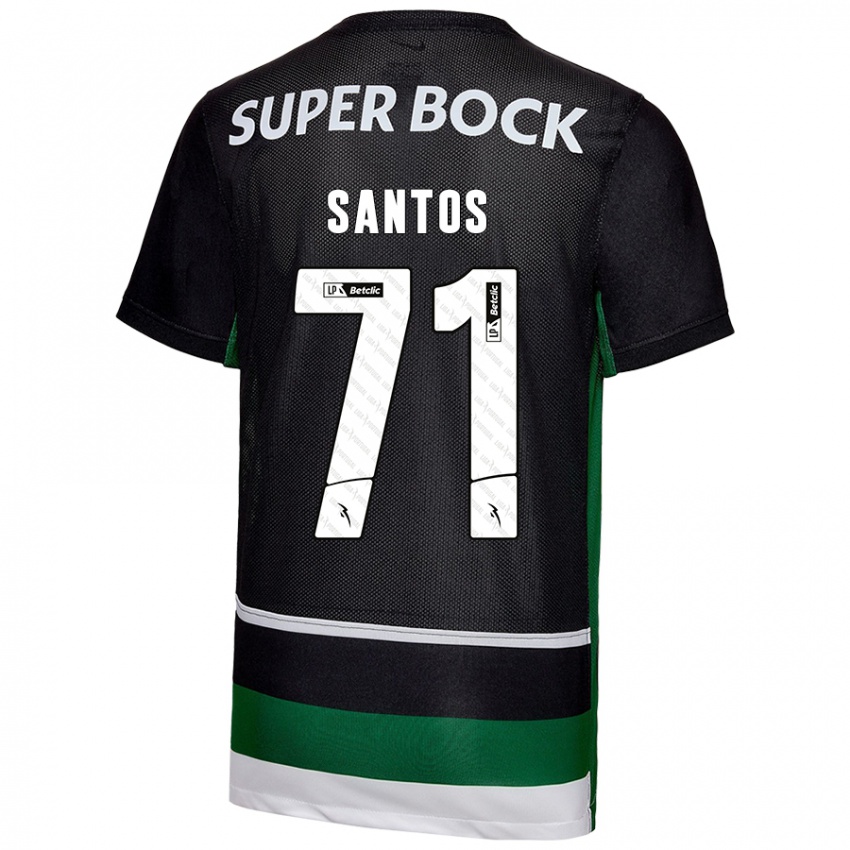 Criança Camisola Denilson Santos #71 Preto Branco Verde Principal 2024/25 Camisa