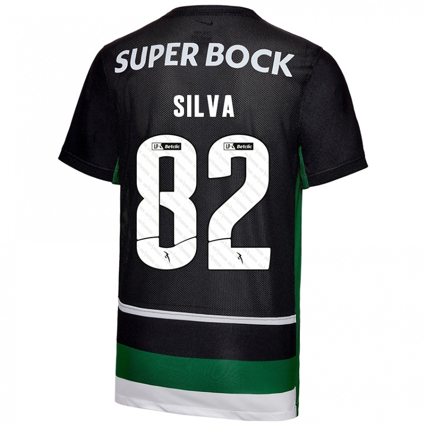 Criança Camisola Gabriel Silva #82 Preto Branco Verde Principal 2024/25 Camisa