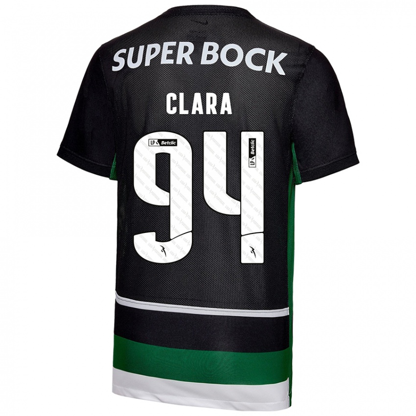 Criança Camisola Diogo Clara #94 Preto Branco Verde Principal 2024/25 Camisa