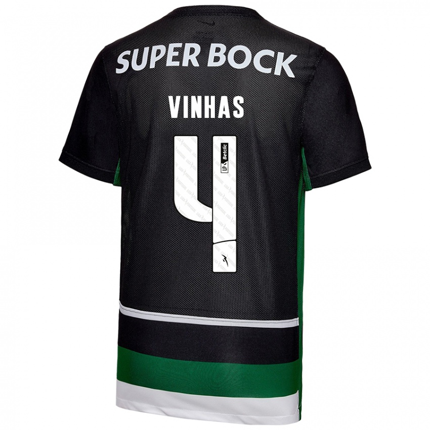 Criança Camisola Gabriela Vinhas #4 Preto Branco Verde Principal 2024/25 Camisa