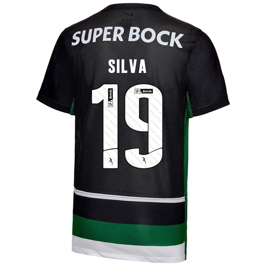 Criança Camisola Diana Silva #19 Preto Branco Verde Principal 2024/25 Camisa