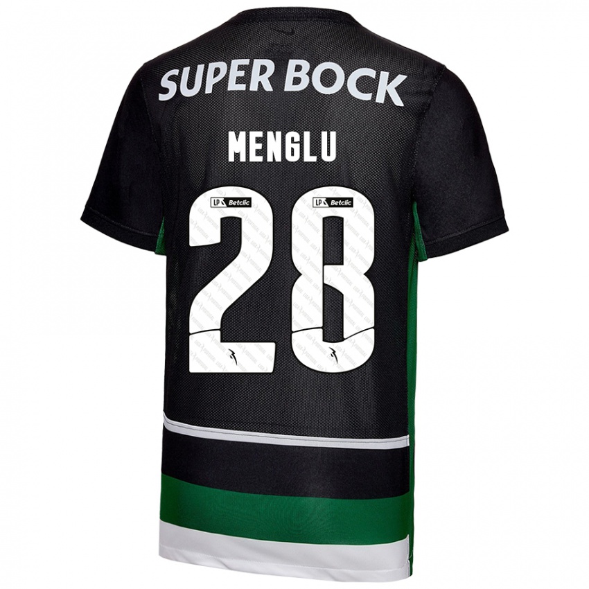 Criança Camisola Shen Menglu #28 Preto Branco Verde Principal 2024/25 Camisa