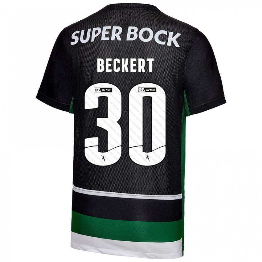 Criança Camisola Carolina Beckert #30 Preto Branco Verde Principal 2024/25 Camisa