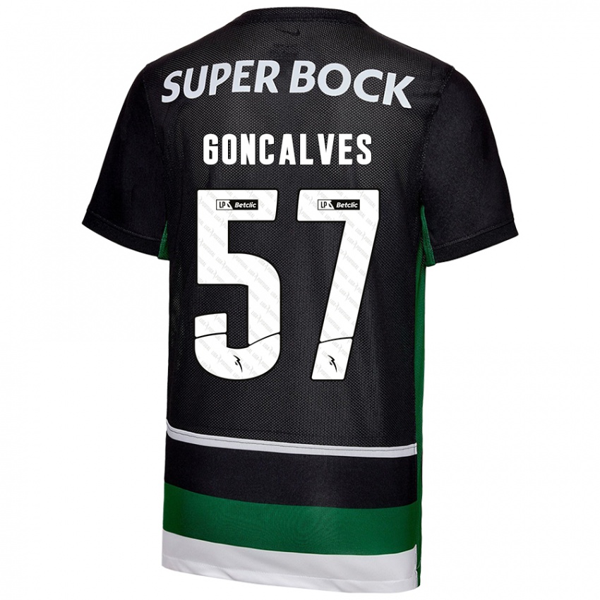 Criança Camisola Inês Gonçalves #57 Preto Branco Verde Principal 2024/25 Camisa