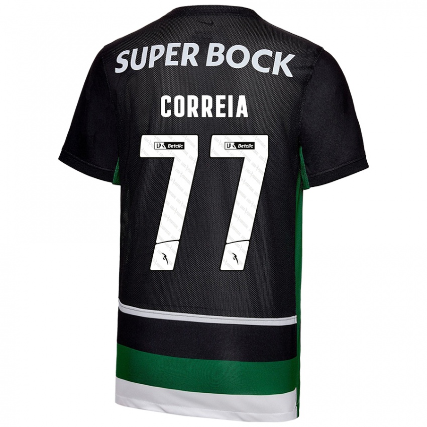 Criança Camisola Alícia Correia #77 Preto Branco Verde Principal 2024/25 Camisa