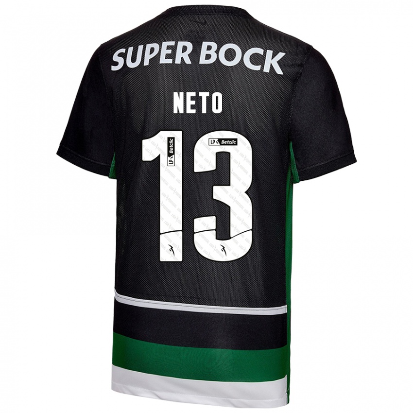 Criança Camisola Luís Neto #13 Preto Branco Verde Principal 2024/25 Camisa