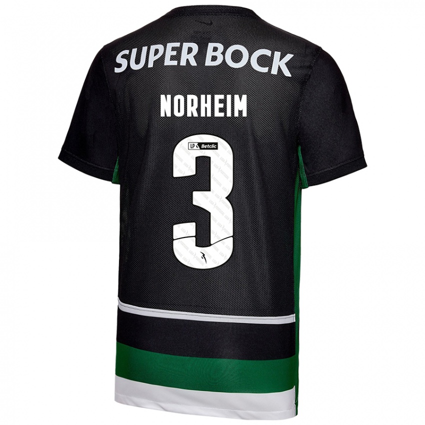 Criança Camisola Andrea Norheim #3 Preto Branco Verde Principal 2024/25 Camisa