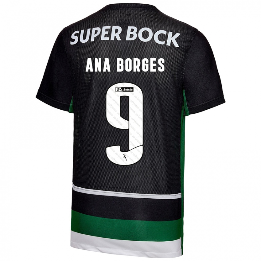 Criança Camisola Ana Catarina Marques Borges #9 Preto Branco Verde Principal 2024/25 Camisa