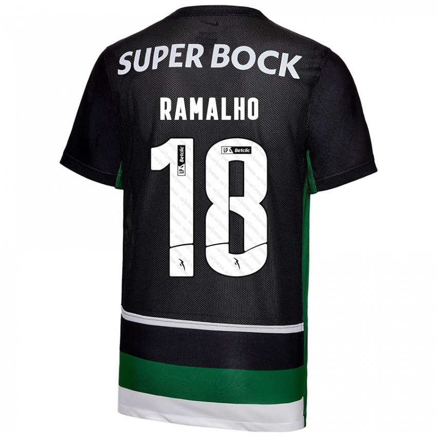 Criança Camisola Inês Filipa Ramalho Gonçalves #18 Preto Branco Verde Principal 2024/25 Camisa