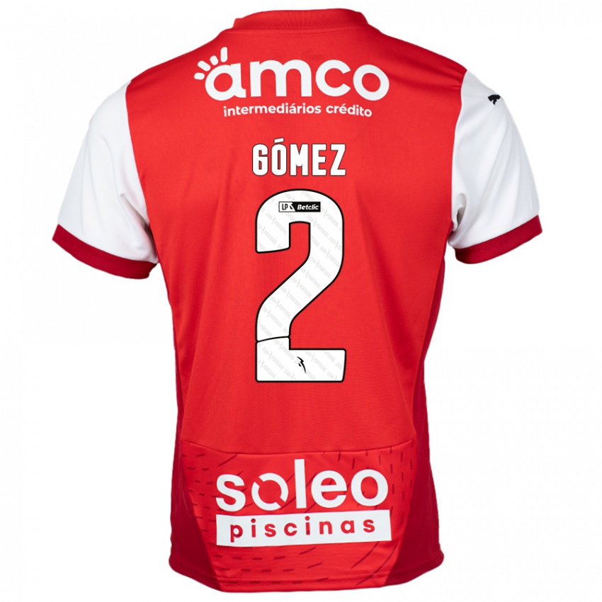 Criança Camisola Víctor Gómez #2 Vermelho Branco Principal 2024/25 Camisa