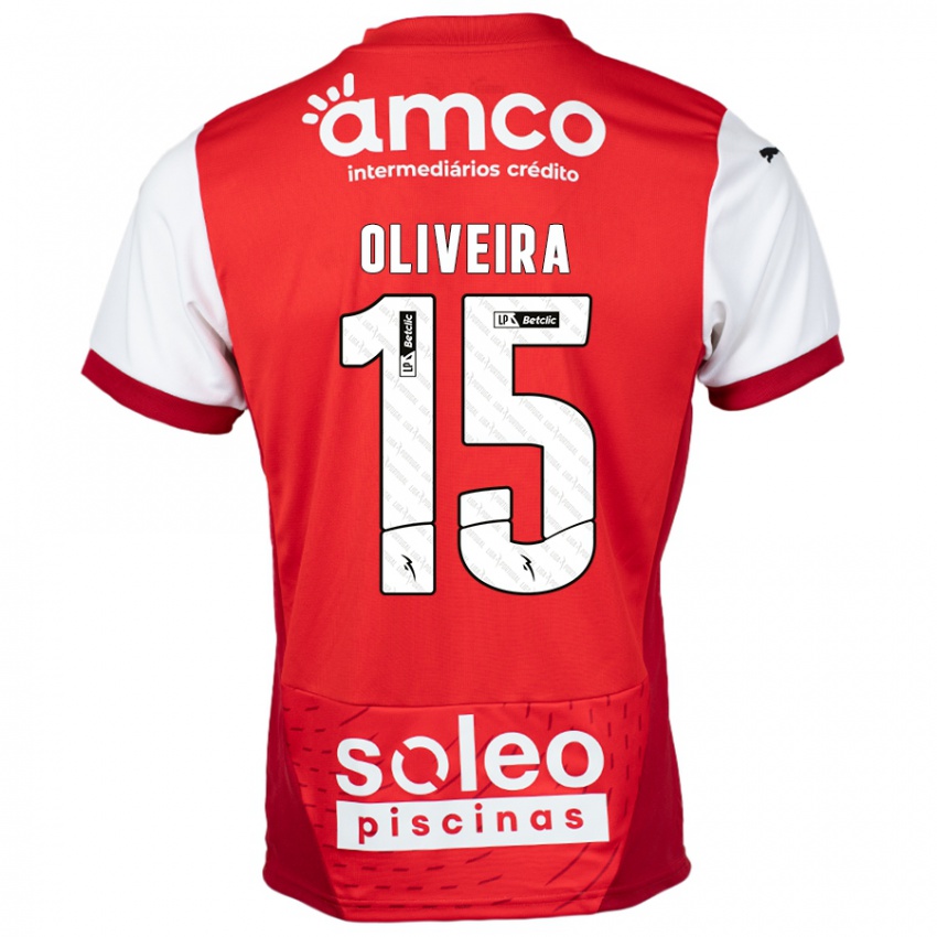 Criança Camisola Paulo Oliveira #15 Vermelho Branco Principal 2024/25 Camisa