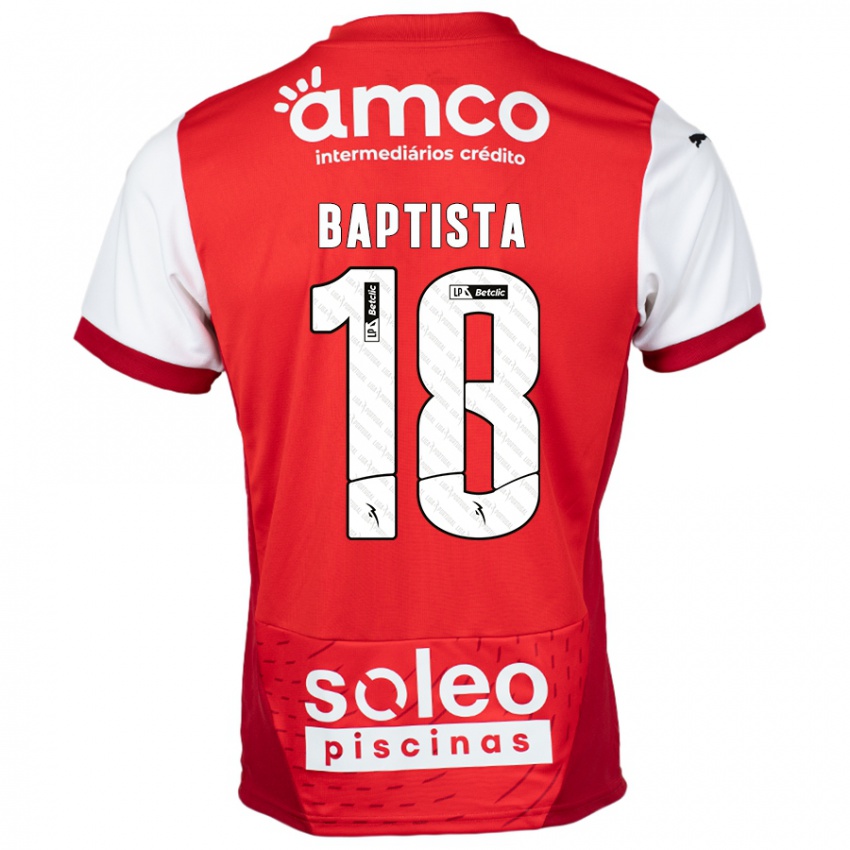 Criança Camisola Tiago Baptista #18 Vermelho Branco Principal 2024/25 Camisa