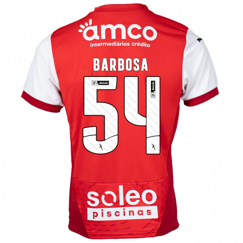 Criança Camisola Guilherme Barbosa #54 Vermelho Branco Principal 2024/25 Camisa