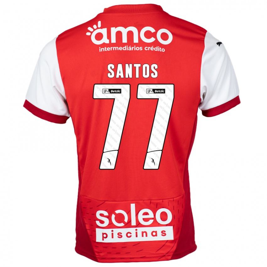 Criança Camisola Edu Santos #77 Vermelho Branco Principal 2024/25 Camisa