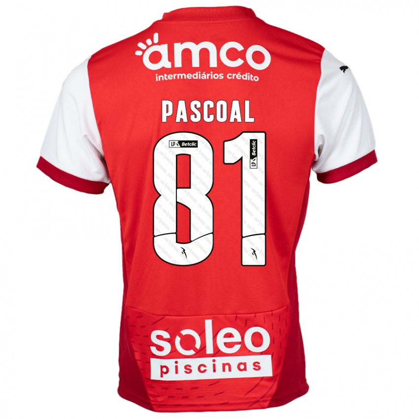 Criança Camisola Fodé Pascoal #81 Vermelho Branco Principal 2024/25 Camisa