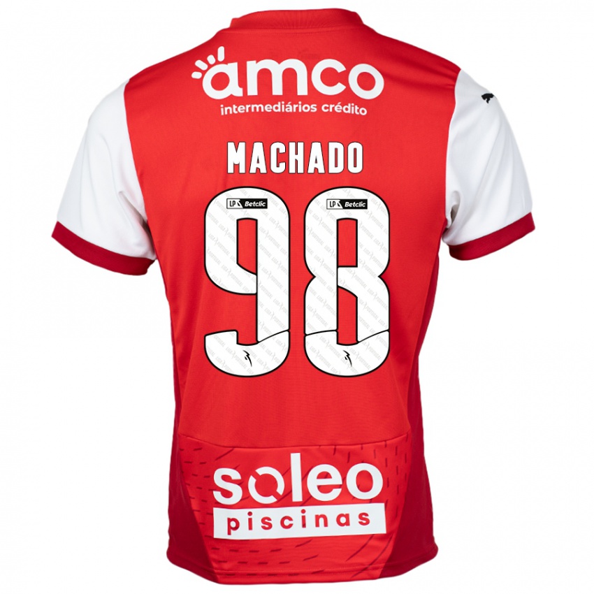 Criança Camisola Gonçalo Machado #98 Vermelho Branco Principal 2024/25 Camisa